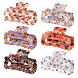6-Piece Halloween Hair Clips for Women Girls Pumpkin Spider Web Bat Ghost Pattern Hair Barrettes Nonslip Hair Accessories for Halloween Party Favors