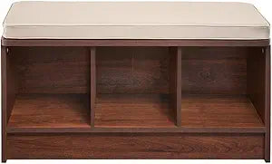 ClosetMaid 1309 3-Cube Storage Bench, Dark Cherry with Tan Cushion