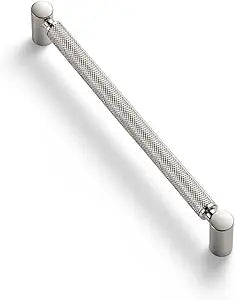 Goo-Ki 6 Pack 7 9/16 Inch Center to Center Satin Nickel Cabinet Pulls Knurled Grip & Circular End Caps for Modern Furniture