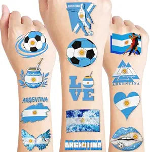 120 PCS Argentina Soccer Pre-Cut Temporary Tattoos