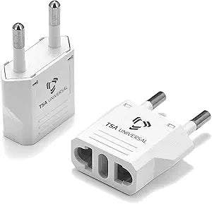 United States to Portugal Travel Power Adapter to Connect North American Electrical Plugs to Portuguese Outlets for Cell Phones, Tablets, eReaders, and More (2-Pack, White)
