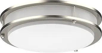 DYMOND LED Ceiling Light Fixture Flush Mount 4000K Natural Daylight Dimmable Surface Mount Brushed Nickel Ceiling Lamp for Kitchen, Hallway, Bathroom, Bedroom, Closet (12 Inch)