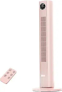 Antarctic Star Tower Fan Portable Floor Fans 85┬░Oscillating Fan Quiet Cooling 12H Timer Remote Control Standing Bladeless Electric 3 Wind Speeds 4 Modes Bedroom Office,36 inch, Pink