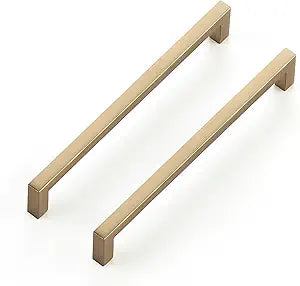 Ravinte Cabinet Handles Solid Slim Champagne Bronze 10 Pack 6-1/4 Inch Hole Center Square Bar Drawer Handles Kitchen Cabinet Pulls Drawer Kitchen Cabinet Hardware