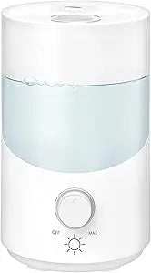 Cool Mist Humidifier for Bedroom, 3L Top Fill Ultrasonic Air Humidifier with Adjustable Knob Control, Quiet Operation, Auto Shut-Off, BPA-Free for Home, Baby, Office, Plants 3L