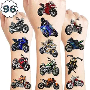 96 PCS Motorcycle Pre Cut Temporary Tattoos