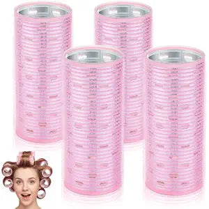 WILLBOND 4 Pcs Long Hair Rollers for Bangs,4.7 X 2 Inch,Light Pink