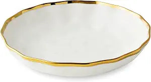 Regency Gold 36-Ounce Porcelain Soup Bowls Set of 4 Elegant Gold-Trimmed Bowls Perfect for Soup, Stew, Pasta & Salads Durable, Dishwasher-Safe Tableware for Everyday Dining & Special Occasions