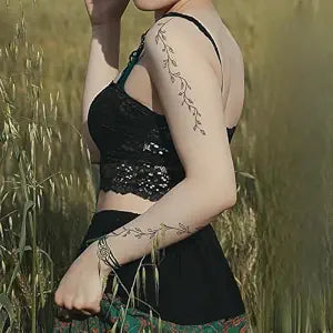 6 Sheets Minimalist Black Floral Vine Arm Temporary Tattoos
