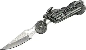 SZCO Supplies 4.75 Motorcycle Handle with LED Headlight Flashlight Gift Folding Knife