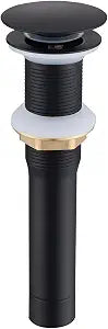 Matte Black Bathroom Sink Drain Overflow-Free Pop-Up Stopper for Vessel/Lavatory Sinks, Rustproof All-Metal Brass & 304 Stainless Steel