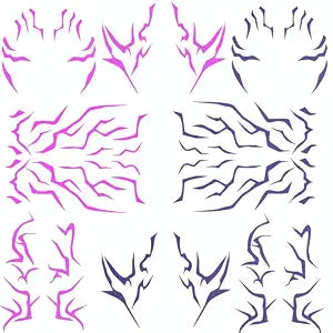 Purple Temporary Tattoo Stickers ��� 4 PCS Purple Tattoos and 4PCS UV Fluorescent (Under Altraviolet Lamps) Temporary Tattoos Realistic Waterproof Body Art for Cosplay, Halloween, and Party