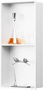 BWE Bathroom Wall Niche,12" X 24" X 4" Stainless Steel Shower Niche,Rimless Recessed Shower Shelf for Bathroom,Double Shelves Niche,No Tile Needed Matte White