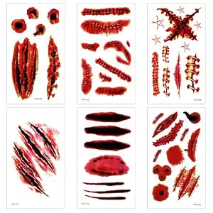 Halloween Realistic Fake Wound Tattoo Stickers for Cosplay