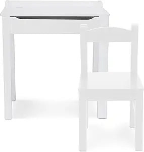 Melissa & Doug Wooden Child's Lift-Top Desk & Chair - White Play Desk and Chair Set for Toddlers and Kids Ages 3+