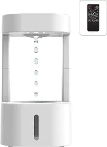 Anti-Gravity Humidifier, Levitating Water Fountain with 7-Color Mood Light, 3-in-1 Tabletop Fountain & Mini Humidifier for Home Office Bedroom, Novelty Gift
