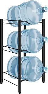 Mocomax 5 Gallon Water Jug Rack - 3 Tier Detachable Bottle Holder Storage Organizer Shelf, Heavy Duty Dispenser Stand for Kitchen, Office, Home, Black