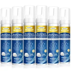 5% Topical Minoxidil Foam, Minoxidil for Men and Women, Infused with Biotin, Hair Growth Treatment, Supports Thicker, Fuller, Healthier Hair & Beard (Foam,6 x 2.11oz,6 Month's Supply)