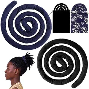 Hanaive 2 Pcs Spiral Hair Ties Loc Holders, Black, Navy Blue, Vintage