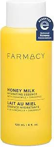 Farmacy Honey Milk Face Essence - Hydrating Milky Toner with Honey, Ceramides, Chamomile + Aloe - Helps Strengthen Skin Barrier + Replenish Moisture - Soothing + Calming Skincare (120ml)