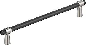 Amerock Mergence 10-1/16 inch (256 mm) Center-to-Center Matte Black/Polished Nickel Cabinet Pull, BP36981FBPN