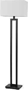 Globe Electric 67046 58" Floor Lamp, Matte Black Finish, White Linen Rectangular Shade, Modern Geometric Cutout Design, E26 Base