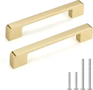 10 Pack 5 Inch Brushed Gold Cabinet Pulls Solid Zinc Alloy Gold Cabinet Handles - Brushed Brass Dresser Drawer Pulls for Kitchen Cabinet Hardware Zinc Alloy Handles