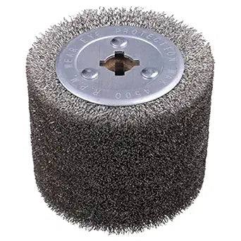 4.7" x 4" Stainless Steel Wire Brush Drum Surface Conditioning Tool, Drawing Wheel Wire Wheel Burnishing Tool for Metal Surface Polishing Grinding Removing Rust-3/4 Quad Keyway(0.3 mm Wire)