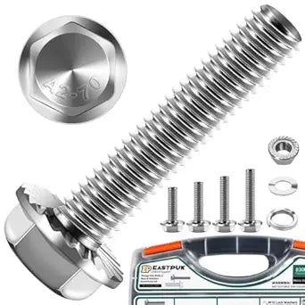 830-Pack Metric Flange Bolts Assortment, M6x1.0 M8x1.25 M10x1.5 Bolts (16mm to 45mm) Assorted Hex Bolts and Nuts Washers Kit, 304 Stainless Steel Screws