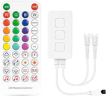 BTF-LIGHTING SP611E Bluetooth Sync Music Controller for APP/3Key Button/IR Remote Control Timer Mode with Dual Signal Output 600pixels/port Work WS2812B WS2811 for LED Pixel Strip(No Adapter or Light)