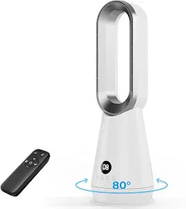 22" Small Silent 32dB Bladeless Fan with Remote, Magnetic Washable Filter, LED Display, 8 Speed, 80 Oscillation, 9H Timer, 30W Energy Saving Tower Fans for Indoor Use Bedroom and Office