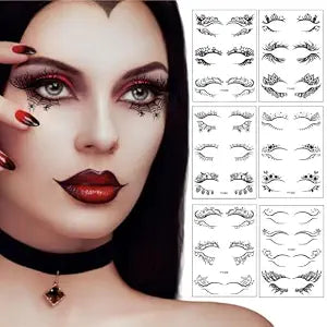 29 Pairs Halloween Face Eye Tattoo Stickers, Scary Spider, Skull Bat Eyeliner Eye Shadow Temporary Stickers for Women Girls Halloween Masquerade Carnival Party