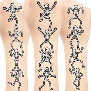 Skeleton Temporary Tattoos Stickers, Dancing Skeleton Party Favors Decorations Gifts for Halloween Party Supplies