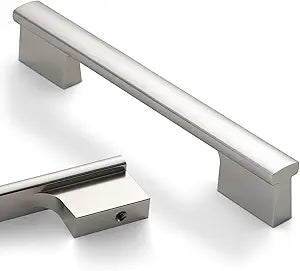 10 Pack Brushed Satin Nickel Cabinet Pulls 6-1/4 Inch(160mm) Hole Centers Kitchen Cabinet Handles Silver Drawer Pulls Cabinet Hardware