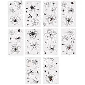 10pcs Spider Web Temporary Tattoos, Waterproof Halloween Face Temporary Tattoos Scary Realistic Spiderweb Face Body Legs Arms Stickers for Kids Adults Unisex Halloween Costumes