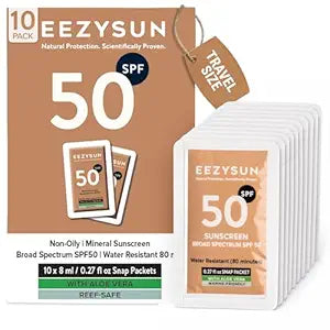 EEZYSUN Mineral Sunscreen SPF 50 Travel Snap Packets - 10 Pack