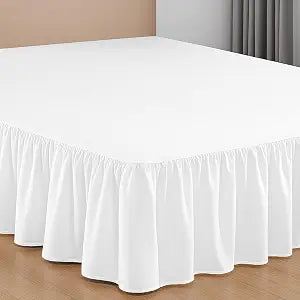 SGI bedding 20 Inch Drop Ruffled Bed Skirt King Size - Classic Gathered Styling, Platform Style Dust Ruffle with Secure Fit, Split Corners, Wrinkle-Resistant Microfiber - White