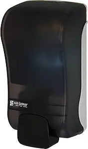 San Jamar Manual Soap Dispenser 1300 mL Capacity Liquid Dispenser for Bulk Foaming Soaps, Wall Mount, Refillable with Transparent Reservoir Easy Push Bar for Commercial or Office Use, Black Pearl