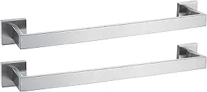 20 Inch Towel Bar 2 Pack for Bathrooms 12/16/20/24/28/32/36 Inch Stainless Steel 304 Brushed Nickel Towel Holder Modern Square Towel Rod Rustproof Wall Mount (2, Brushed Nickel, 20 Inch)