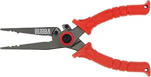 BUBBA 8.5" Stainless Steel Pliers with Non-Slip Handle, Spring Loaded with Crimping Tools and Anvil Cutters Lanyard Hole and Sheath
