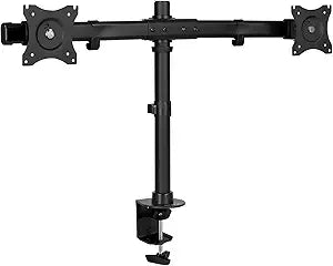 Mount-It! Dual Monitor Mount | Double Monitor Desk Stand Arm | Fits 2 Computer Screens 17 19 20 21 22 24 27 Inch | Two VESA 75 100 Compatible Displays | C-Clamp and Grommet Bases Included