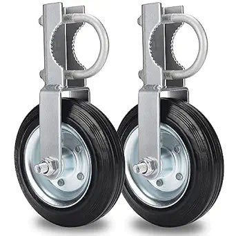 Gate Wheel Supporting Metal Swing Gate with 1-5/8" Thru 2" Gate Frames, 6" Gate Helper Wheels for Metal Tube Fence Gate, Heavy Duty Fence Wheel for Chain Link, Prevent Gate Dragging & Sagging- 2 Pack