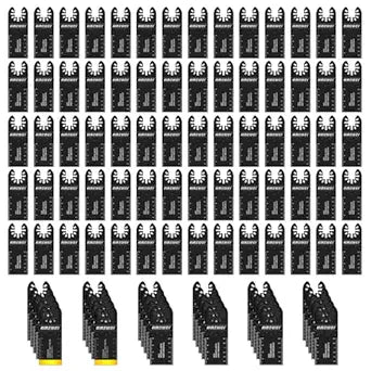 AMZWEI 100Pcs Oscillating Tool Blades, Professional Universal Oscillating Saw Blades Wood Metal Cutting, Multitool Blades Compatible with Dewalt, Milwaukee, Dremel, Ryobi, Bosch