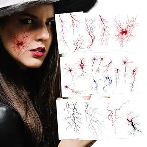 Kotbs 10-Sheet Scary Vein Temporary Tattoos, Halloween Zombie Makeup