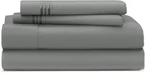 Cosy House Collection Everyday 1500 Series Bed Sheet Set - Ultra Soft & Cool Hotel Luxury Bedding - Deep Pocket - Wrinkle, Stain and Fade Resistant - 4 Piece Set (Queen, Charcoal