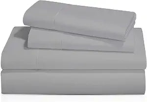 100% Grey Queen Cotton Sheets Set - Super Soft and Breathable 350 Thread Count Percale Weave Cotton - 4 PieceGrey Queen Size Sheet Sets