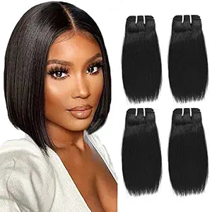 Straight Bundles Human Hair 8 Inch 4 Packs Human Hair Bundles Natural Color