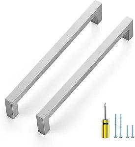 Ravinte 10 Pack Brushed Nickel Kitchen Cabinet Handles 8 Inch Cabinet Pulls Square Kitchen Hardware for Cabinet Drawer Pulls Drawer Handles Come with Screwdriver