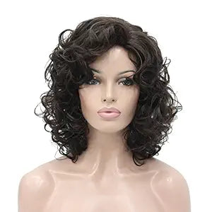 Lydell Short Length Chestnut Brown Afro Curl Full Synthetic Wig Women Wigs (Chestnut Brown)