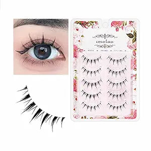 Japanese Style False Eyelashes Makeup Manga Lashes Cosplay Anime Eyelash Lashes Doll Eye Natural 5 Pairs Asian False Eyelashes Pack Look Like Individual��ï¿